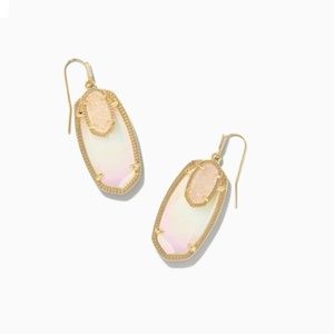 NWT Kendra Scott Emmy Gold Drop Earrings In Iridescent Opalite